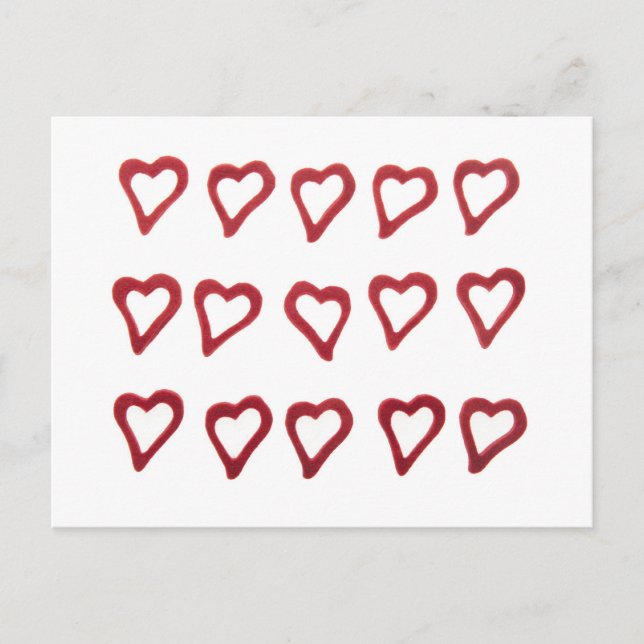 Cartão Postal Corações sobre fundo branco (Frente)