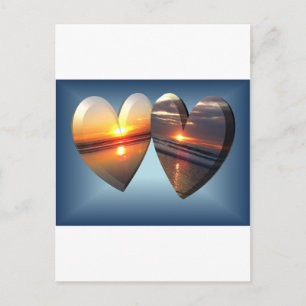 Cartão Postal Corações Sunset