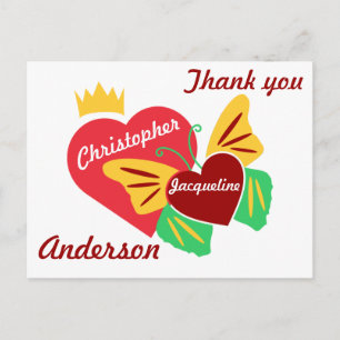 Cartão Postal Corações Vermelhos, Borboleta Obrigada