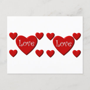 Cartão postal Corações Vermelhos de Amor