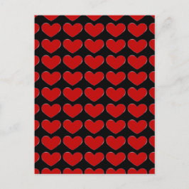 Cartão Postal Corações Vermelhos Fundo Preto Amor Casamento Post