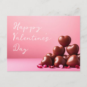 Cartão Postal Corações vermelhos no Dia de os namorados rosa