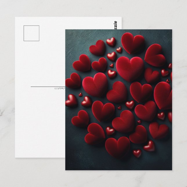 Cartão Postal Corações vermelhos Velvet, Pós-cruzamento (Frente/Verso)