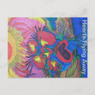 Cartão Postal Corações voando