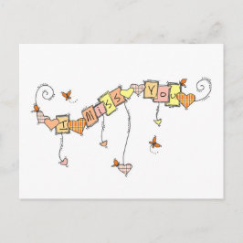 Cartão Postal Corações xadrezes e Borboletas Eu sinto sua falta