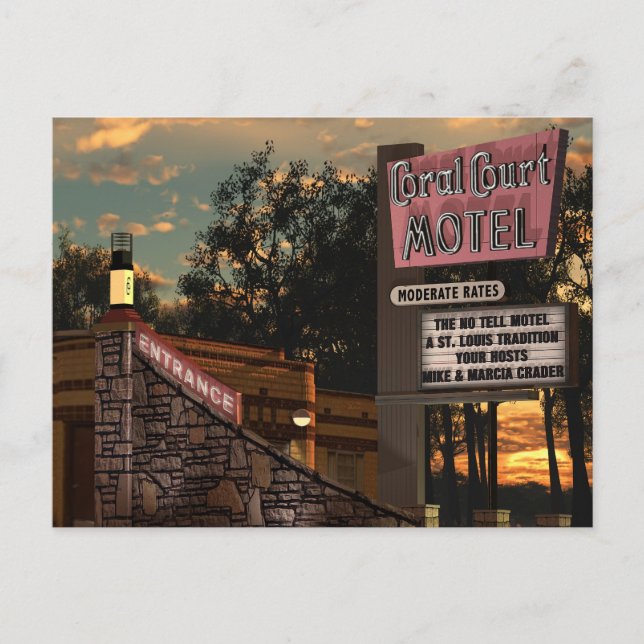 Cartão Postal Coral Court Motel Route 66 American Retro (Frente)