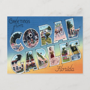 Cartão Postal Coral Gables Flórida - Carta Postal Grande