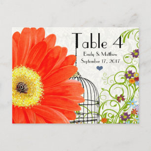 Cartão Postal Coral Gerber Daisy Bird Cage