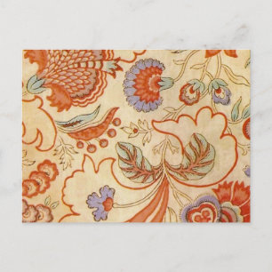 Cartão Postal Coral Orange Floral Chintz Paisley