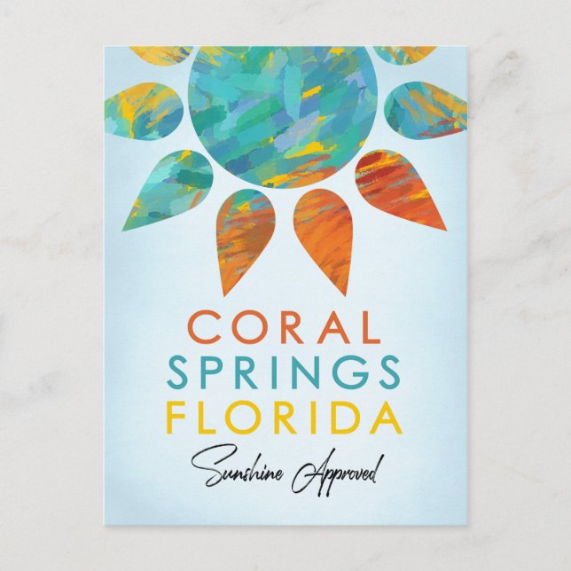 Cartão Postal Coral Primaveras Florida Sunshine Viagem (Frente)