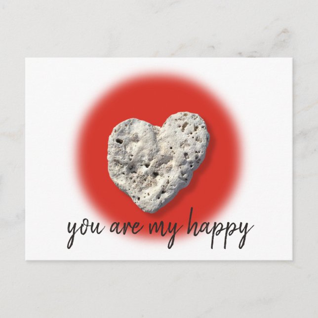 Cartão Postal Coral Rock Heart Você É Meu Feliz Script Modern (Frente)