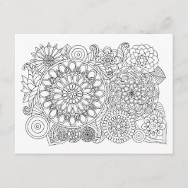 Cartão Postal Corante Adulto do Buquê Floral Mandala