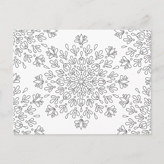 Cartão Postal Corante de Adultos Padrão Floral Mandala (Frente)