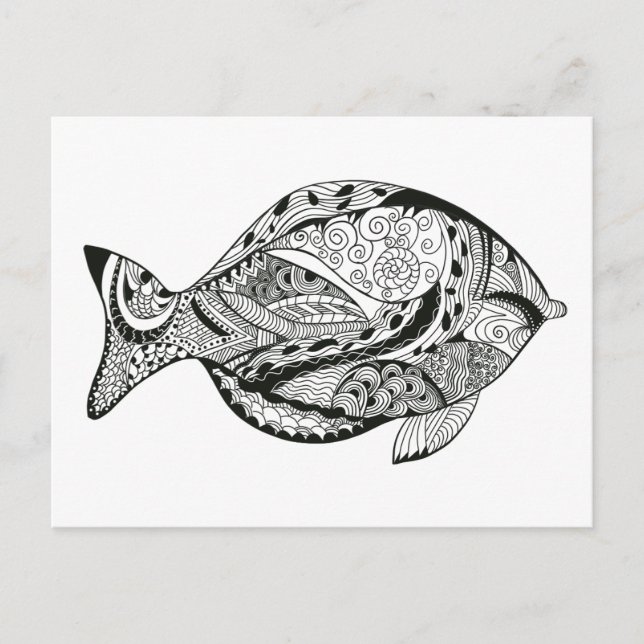 Cartão Postal Corante de Y em design de arte de pesca (Frente)