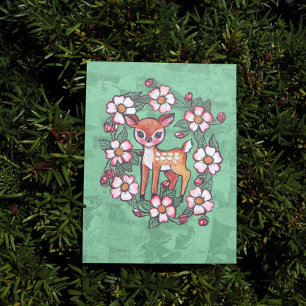 Cartão Postal Corça Floral