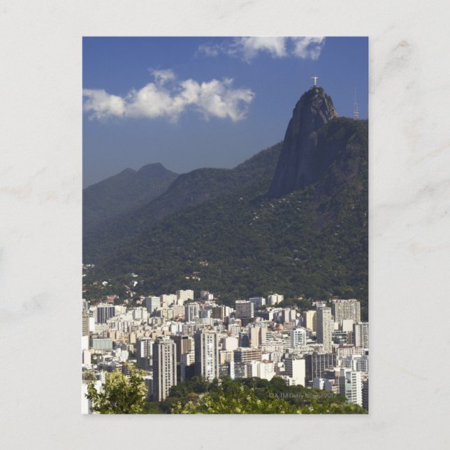 Cartão Postal Corcovado com vista para o Rio de Janeiro, Brasil (Frente)