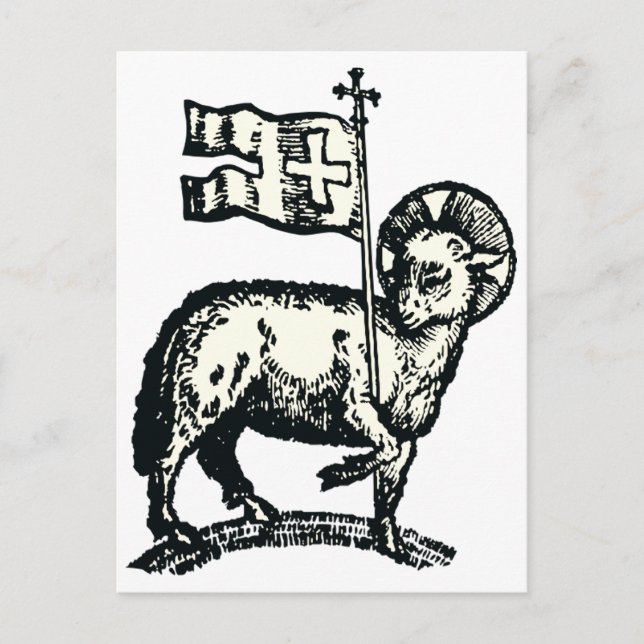 Cartão Postal Cordeiro de Deus símbolo da fé cristã (Frente)
