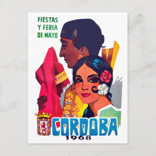 Cartão Postal Córdoba, Espanha, casal no festival, viagens vinta