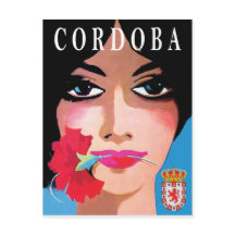 Córdoba, Espanha, rosto de uma mulher bonita, flor