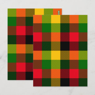 Cartão Postal Cores Africanas Rasta Reggae Xadrez Padrão Design