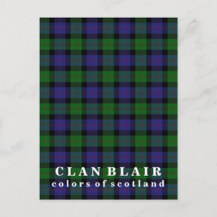 Cartão Postal Cores da Escócia Clan Blair Tartan