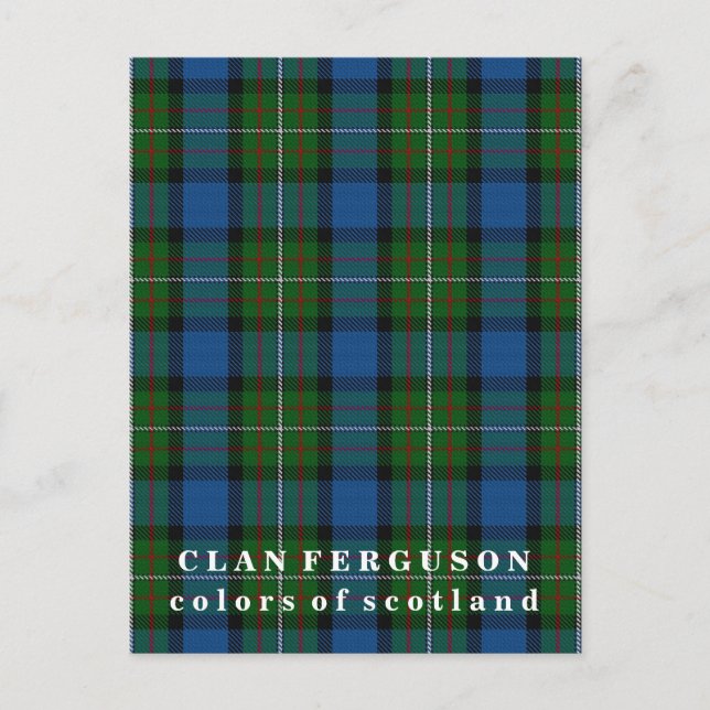 Cartão Postal Cores da Escócia Clan Ferguson Tartan (Frente)