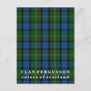 Cartão Postal Cores da Escócia Clan Fergusson Tartan