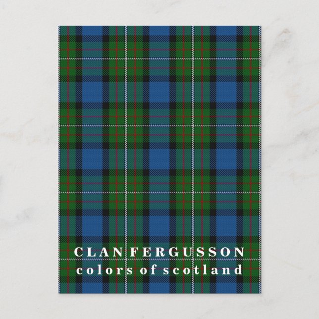 Cartão Postal Cores da Escócia Clan Fergusson Tartan (Frente)
