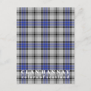 Cartão Postal Cores da Escócia Clan Hannay Tartan