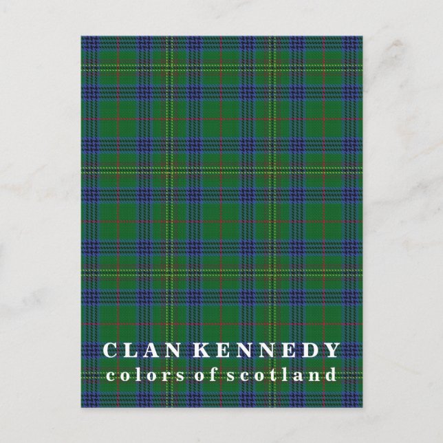Cartão Postal Cores da Escócia Clan Kennedy Tartan (Frente)