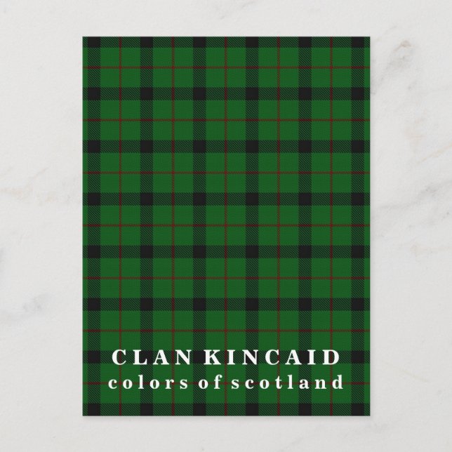 Cartão Postal Cores da Escócia Clan Kincaid Tartan (Frente)
