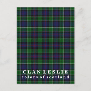 Cartão Postal Cores da Escócia Clan Leslie Tartan