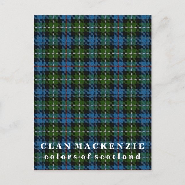 Cartão Postal Cores da Escócia Clan MacKenzie Tartan (Frente)