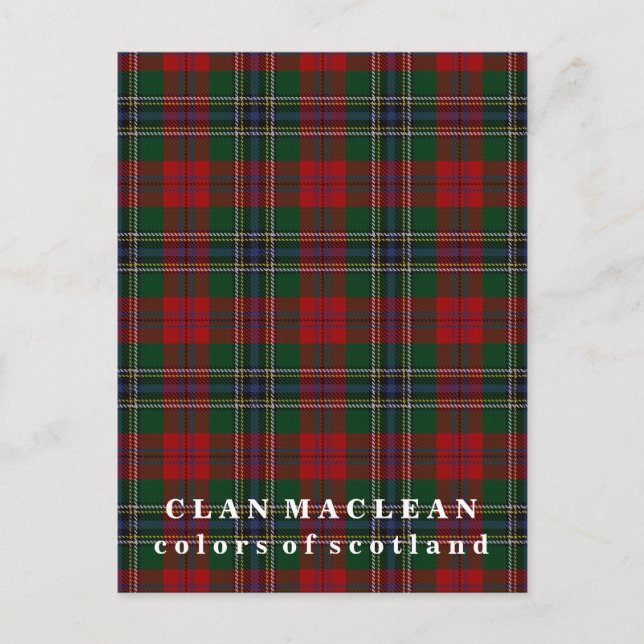 Cartão Postal Cores da Escócia Clan MacLean Tartan (Frente)
