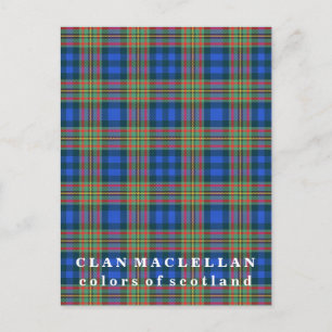 Cartão Postal Cores da Escócia Clan MacLellan Tartan