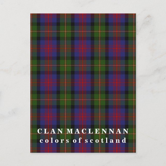 Cartão Postal Cores da Escócia Clan MacLennan Tartan (Frente)