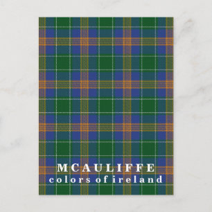 Cartão Postal Cores da Irlanda Clan McAuliffe Tartan