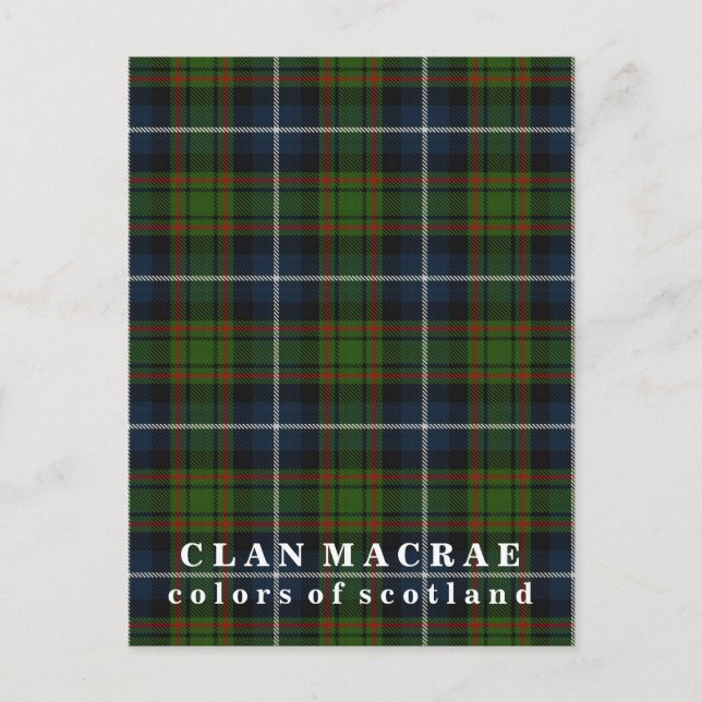 Cartão Postal Cores da Scotland Clan MacRae Tartan (Frente)
