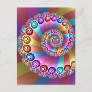 Cartão Postal Cores de Arco-íris Lindas Arte Abstrata Fractal
