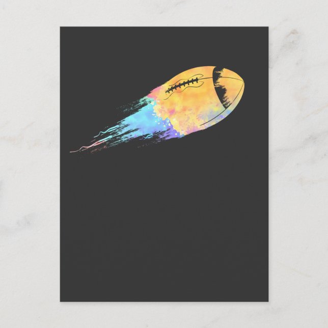 Cartão Postal cores de bola de futebol americano splash (Frente)