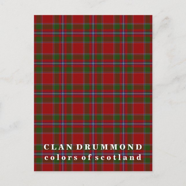 Cartão Postal Cores de Clan Drummond Tartan da Escócia (Frente)