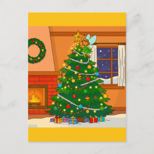 CARTÃO POSTAL CORES DE DESENHO ANIMADO BRITE ÁRVORE DE NATAL