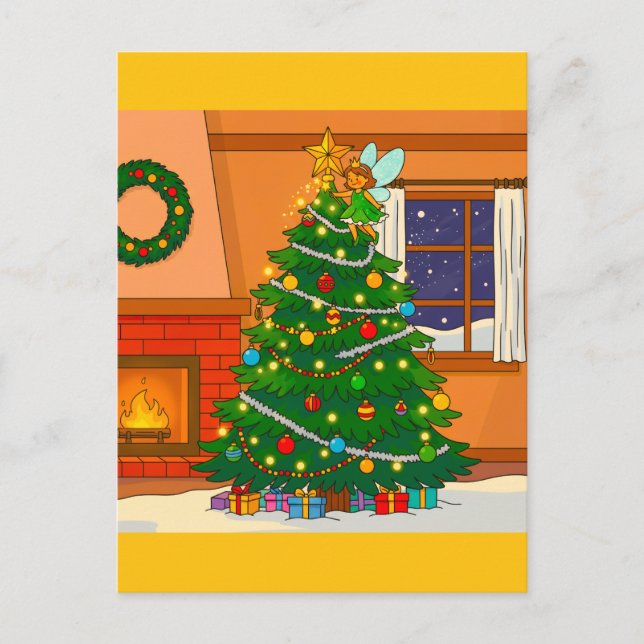 CARTÃO POSTAL CORES DE DESENHO ANIMADO BRITE ÁRVORE DE NATAL (Frente)