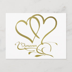 Cartão Postal Cores de fundo editáveis Forever Hearts Gold