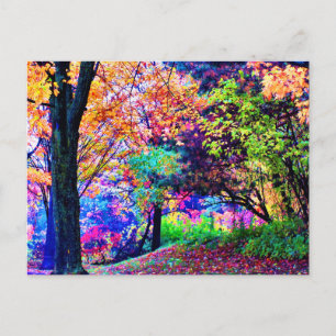 Cartão Postal Cores de Queda Fantástica Autumn Deixa Árvores Cên