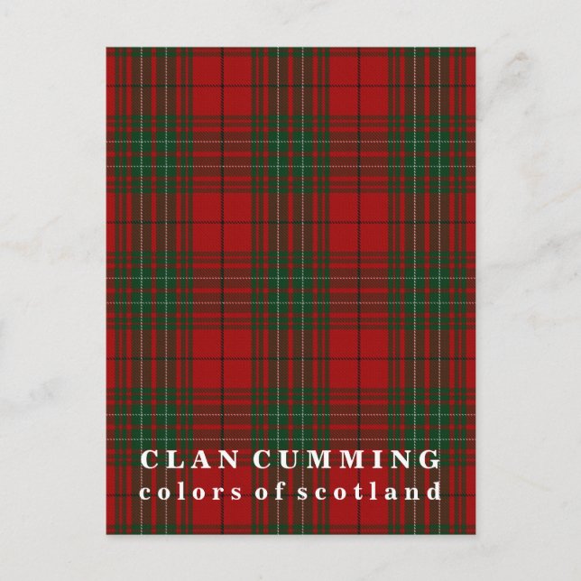 Cartão Postal Cores de Scotland Clan Cumming Tartan (Frente)