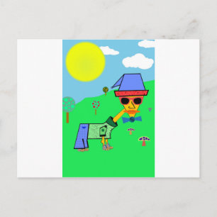 Cartão Postal Cores Design azuis - Adicione seu próprio texto