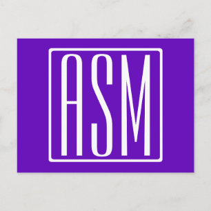 Cartão Postal Cores DIMINUÍDAS   Bold Modern 3 Iniciais Monogram