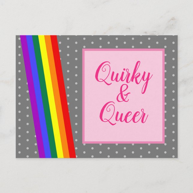 Cartão Postal Cores do Arco-Íris LGBT Estranho e Gay (Frente)