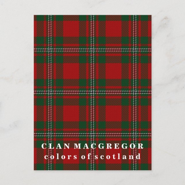 Cartão Postal Cores do Clan MacGregor Tartan da Escócia (Frente)